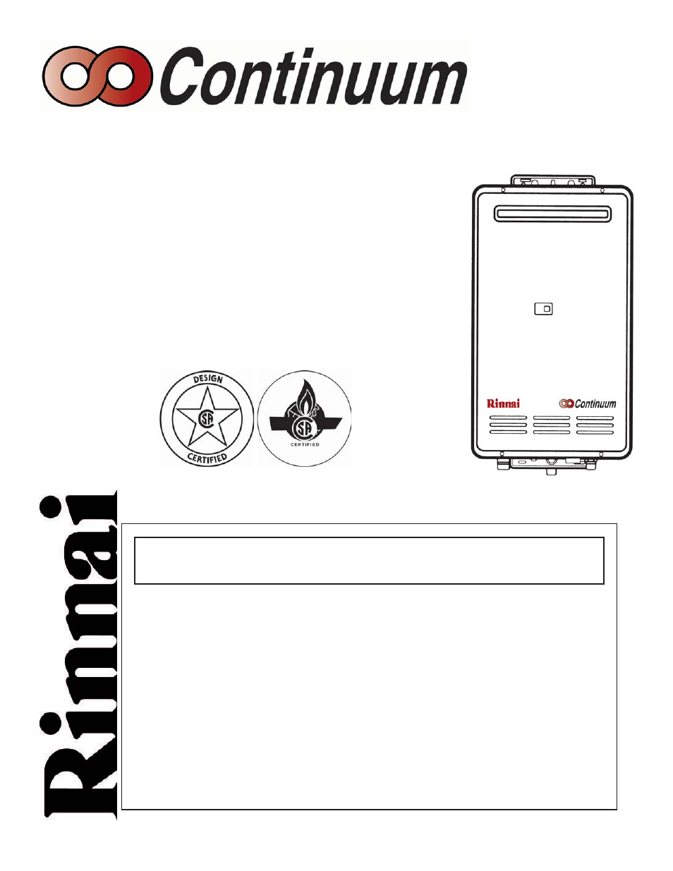 Rinnai CONTINUUM 2424WC User Manual | 48 pages