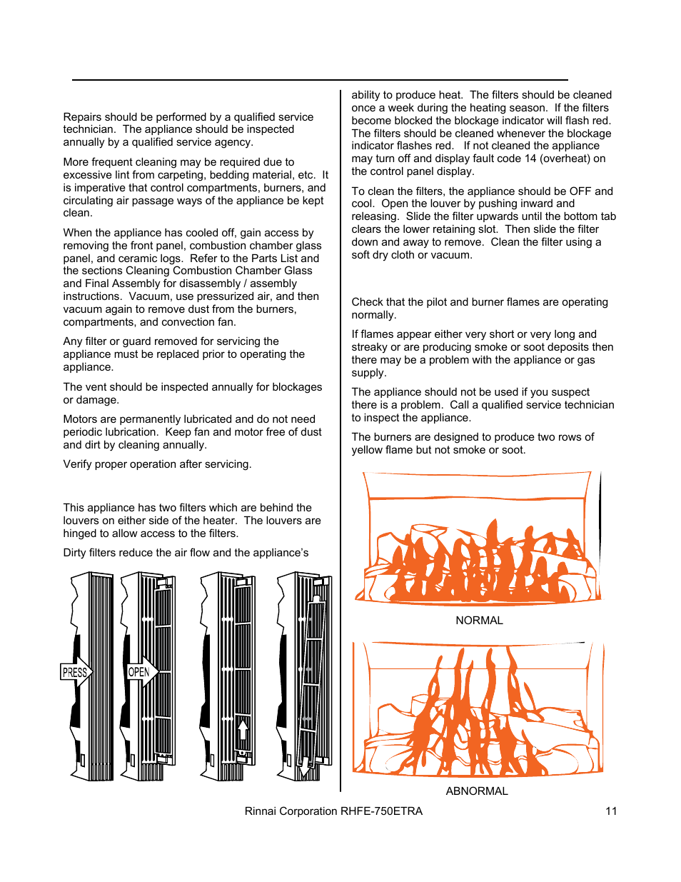Rinnai DIRECT VENT FIREPLACE RHFE-750ETRA User Manual | Page 11 / 40