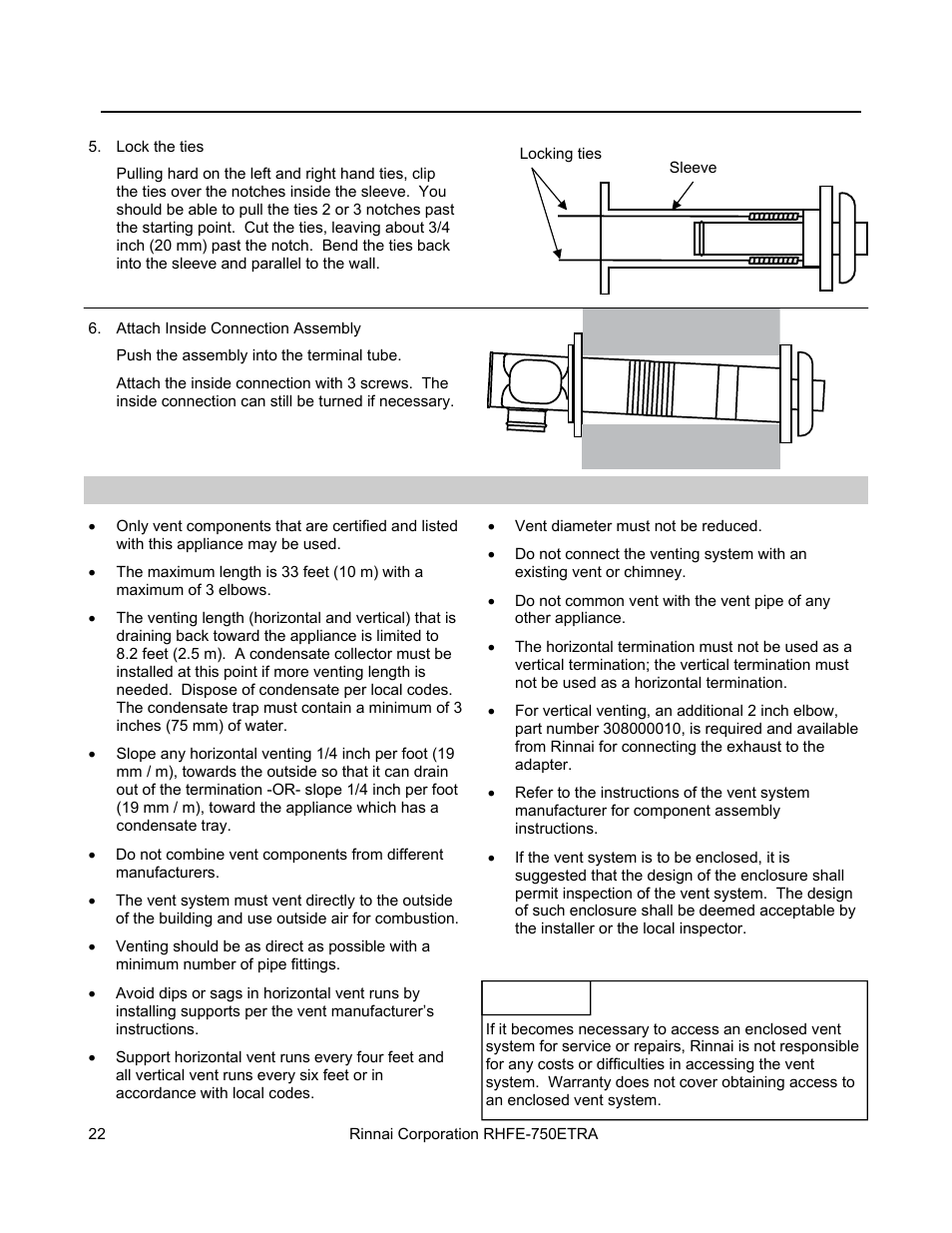 Notice | Rinnai DIRECT VENT FIREPLACE RHFE-750ETRA User Manual | Page 22 / 40