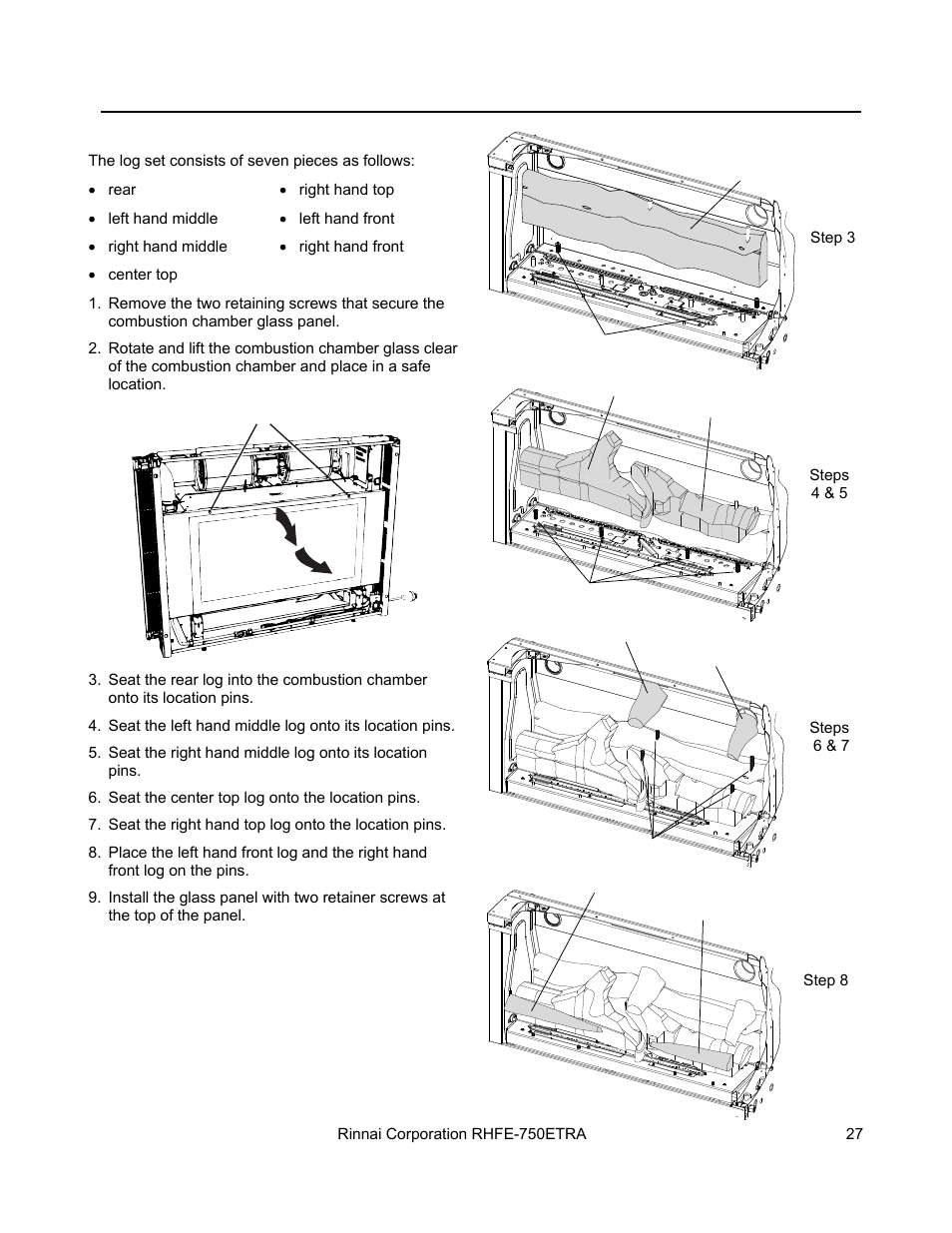 Rinnai DIRECT VENT FIREPLACE RHFE-750ETRA User Manual | Page 27 / 40