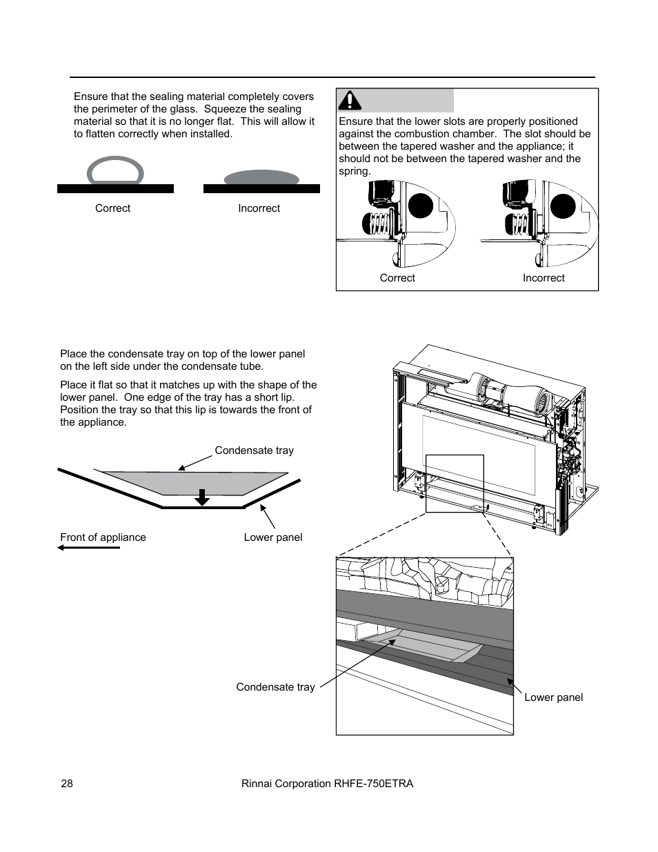 Warning | Rinnai DIRECT VENT FIREPLACE RHFE-750ETRA User Manual | Page 28 / 40