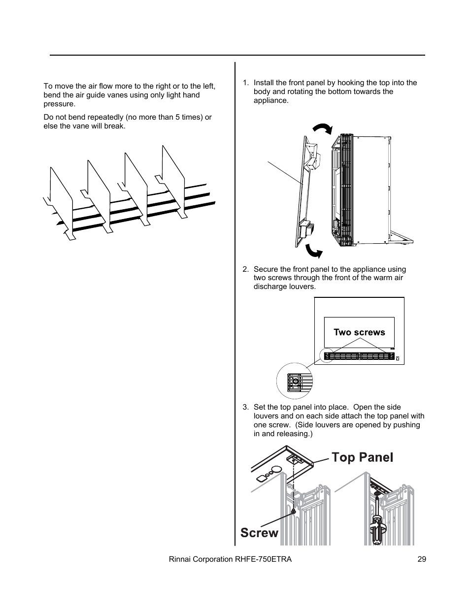 Rinnai DIRECT VENT FIREPLACE RHFE-750ETRA User Manual | Page 29 / 40