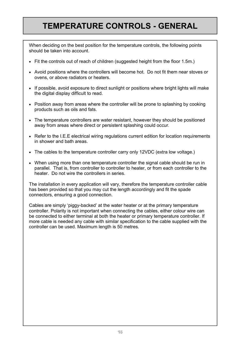 Temperature controls - general | Rinnai 24e User Manual | Page 15 / 39