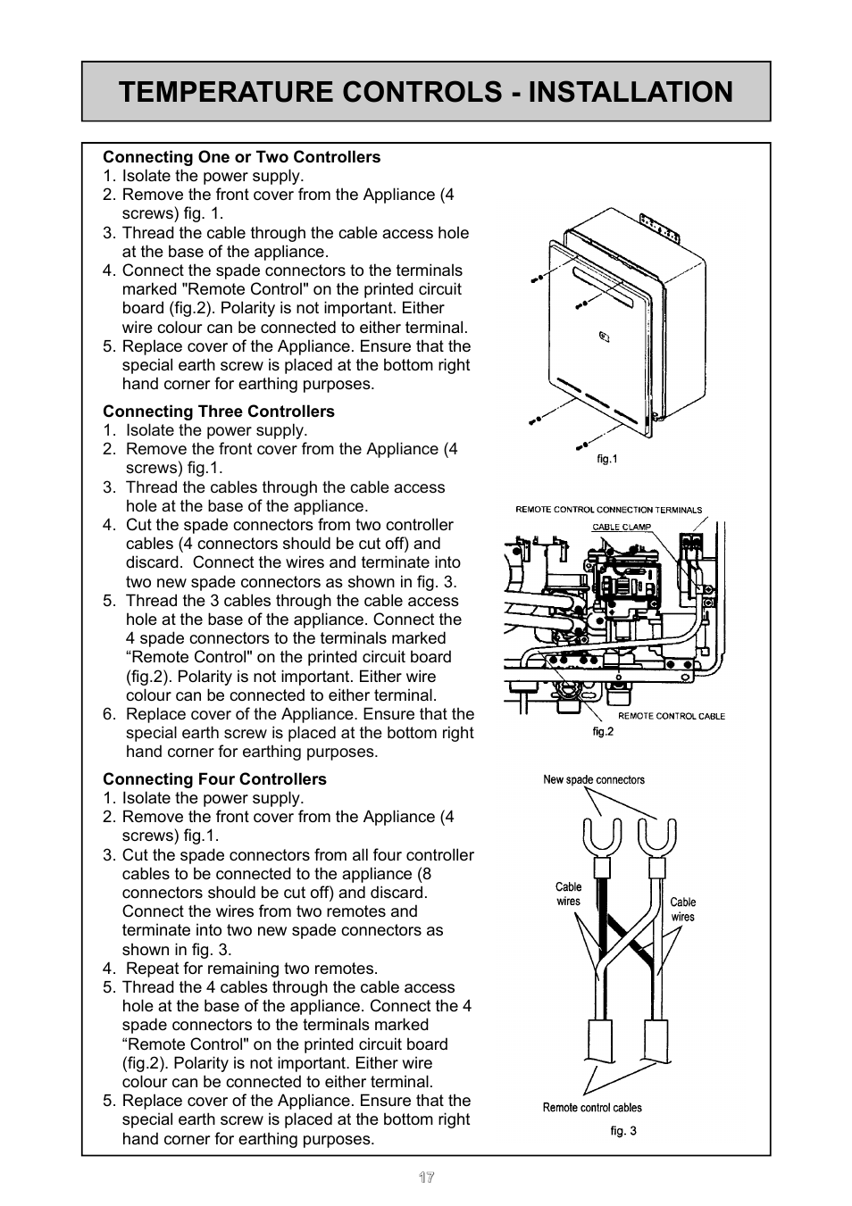 Temperature controls - installation | Rinnai 24e User Manual | Page 17 / 39