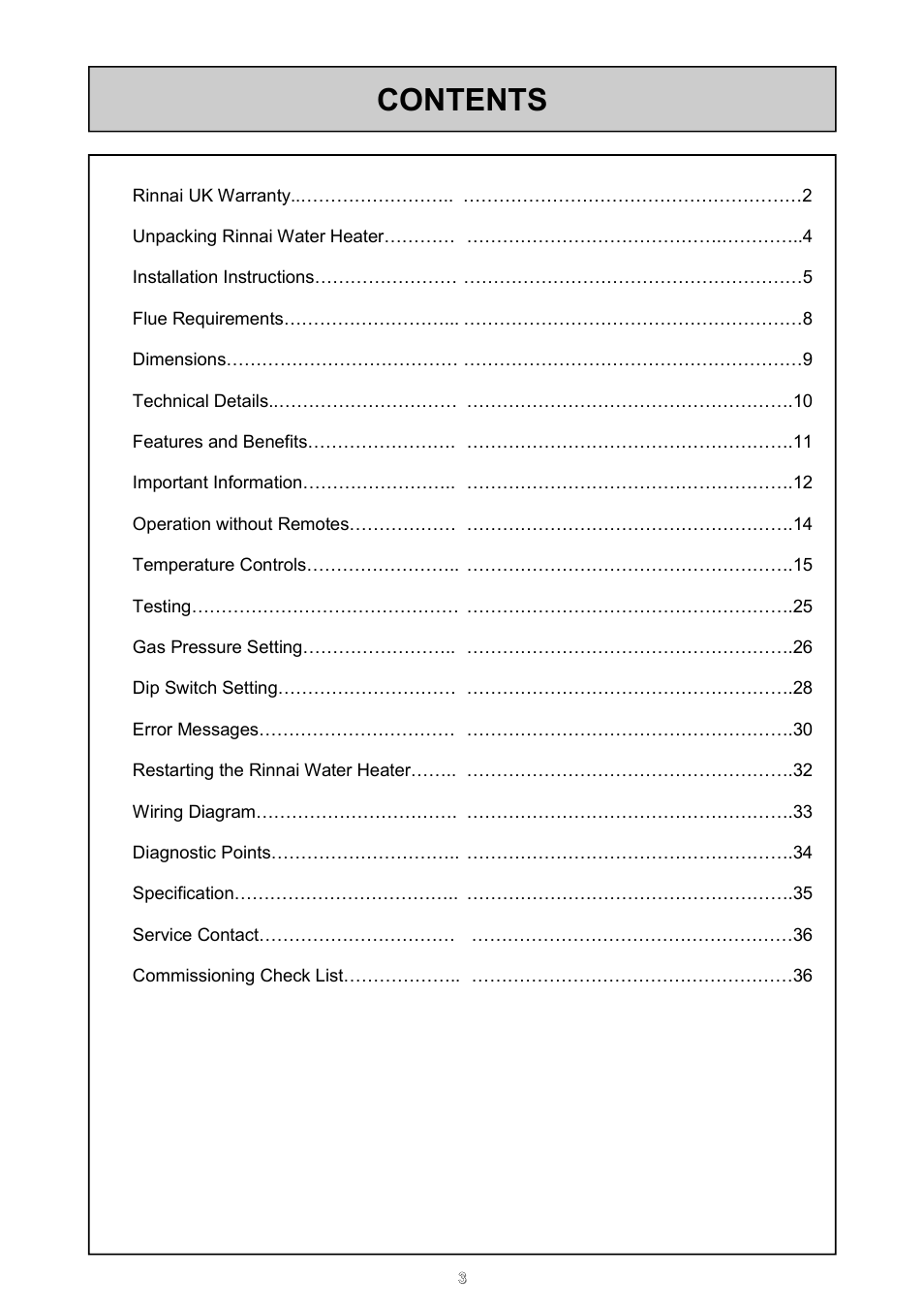 Rinnai 24e User Manual | Page 3 / 39