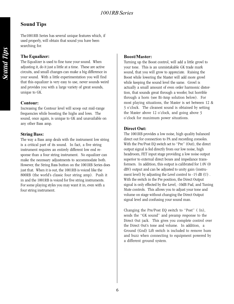 Sound tips | RBH Sound 1001RB/115 User Manual | Page 6 / 16