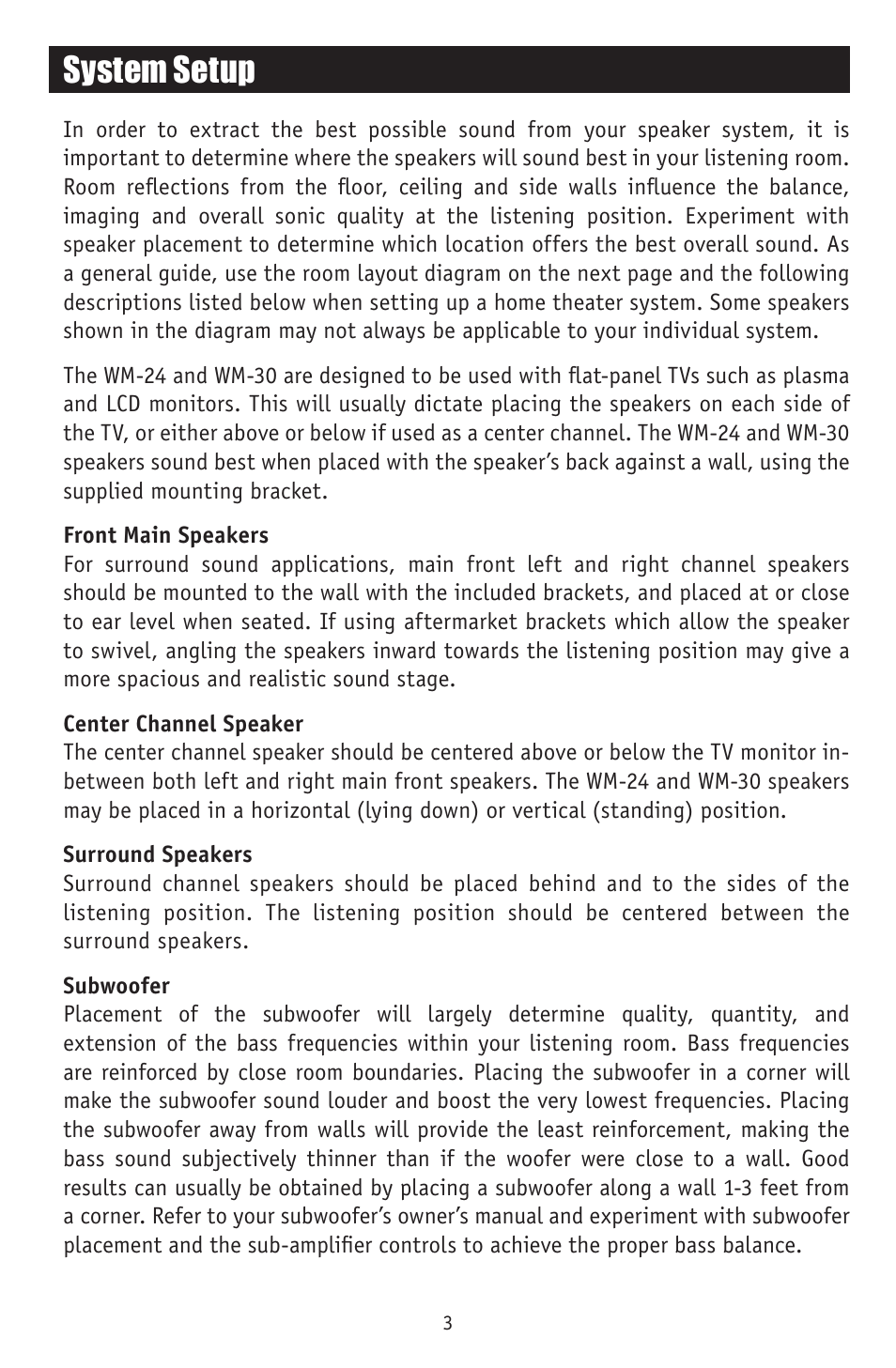 System setup | RBH Sound WM-24 User Manual | Page 5 / 12