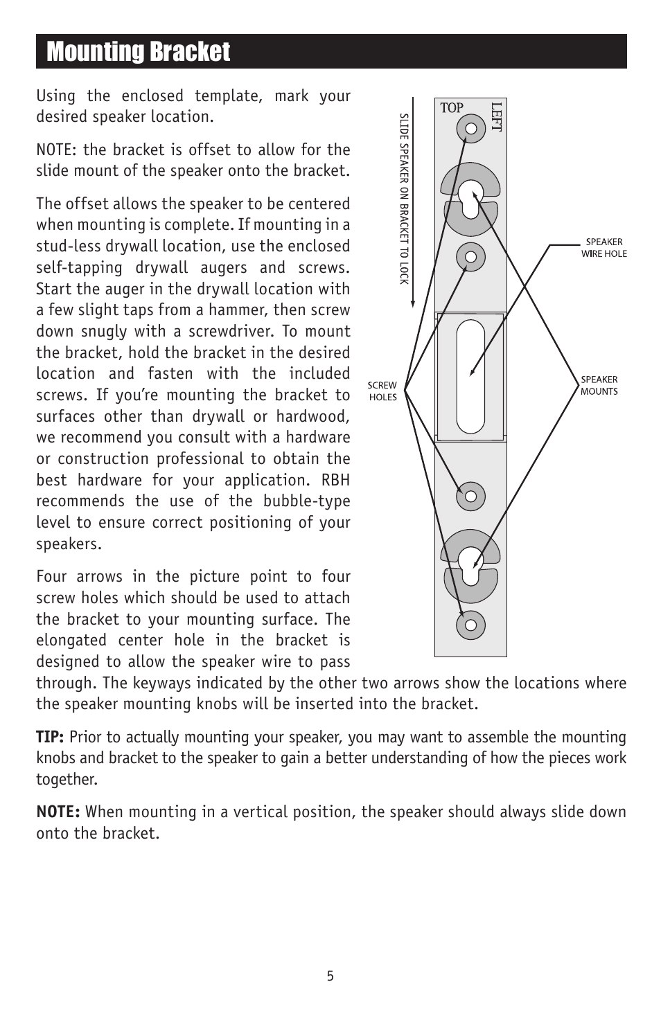 Mounting bracket | RBH Sound WM-24 User Manual | Page 7 / 12