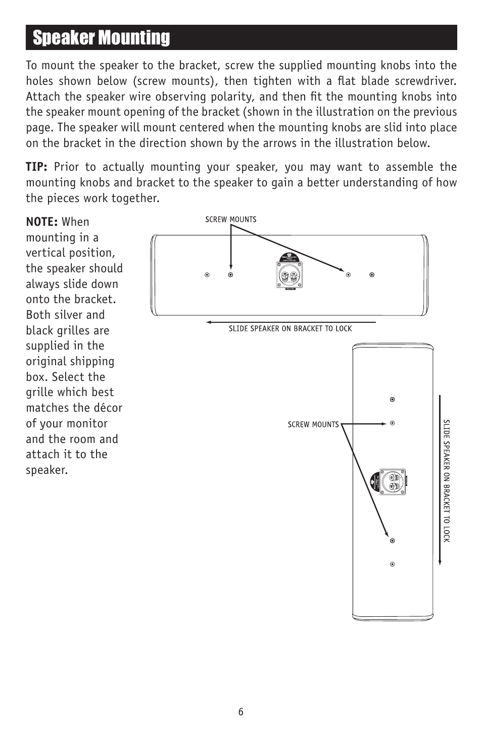 Speaker mounting | RBH Sound WM-24 User Manual | Page 8 / 12