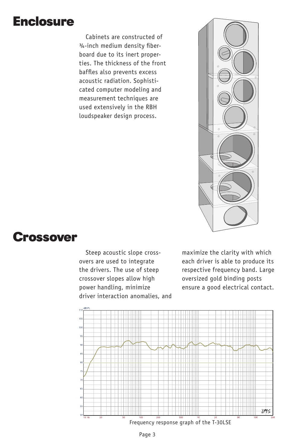 Enclosure, Crossover | RBH Sound T-30LSE User Manual | Page 6 / 16