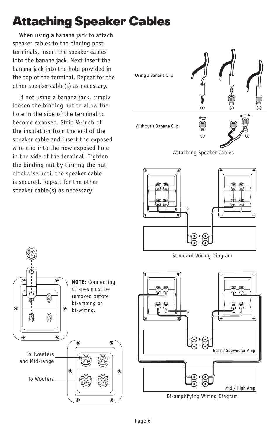 Attaching speaker cables | RBH Sound T-30LSE User Manual | Page 9 / 16