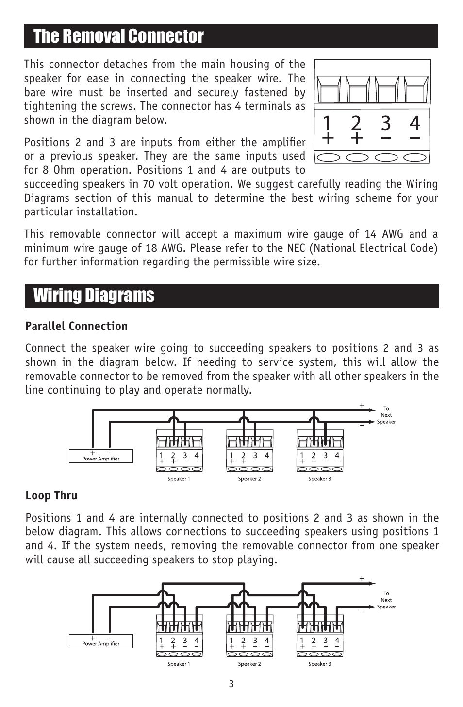 The removal connector, Wiring diagrams | RBH Sound MC-615-70 User Manual | Page 5 / 12