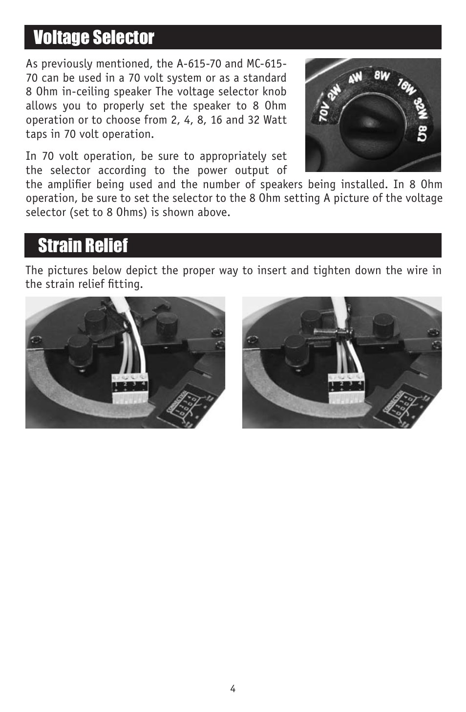 Voltage selector, Strain relief | RBH Sound MC-615-70 User Manual | Page 6 / 12