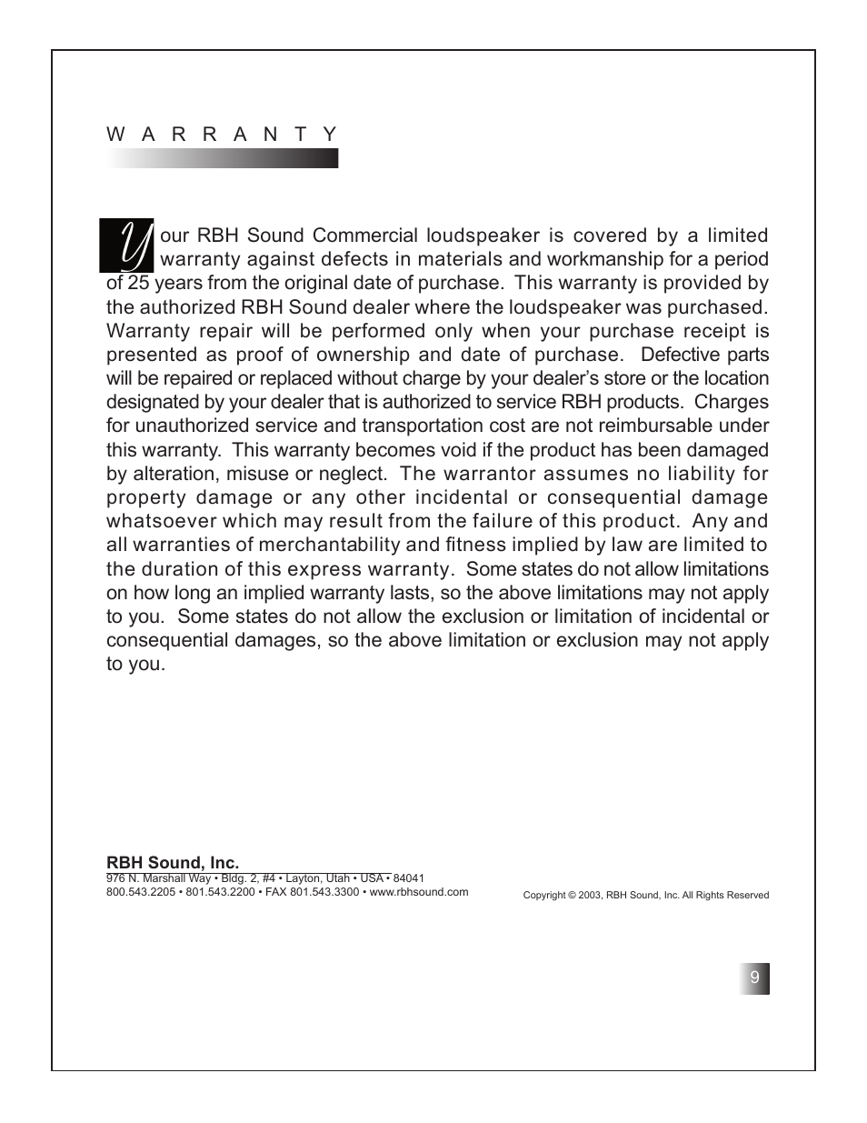 RBH Sound A-615-70 User Manual | Page 11 / 12