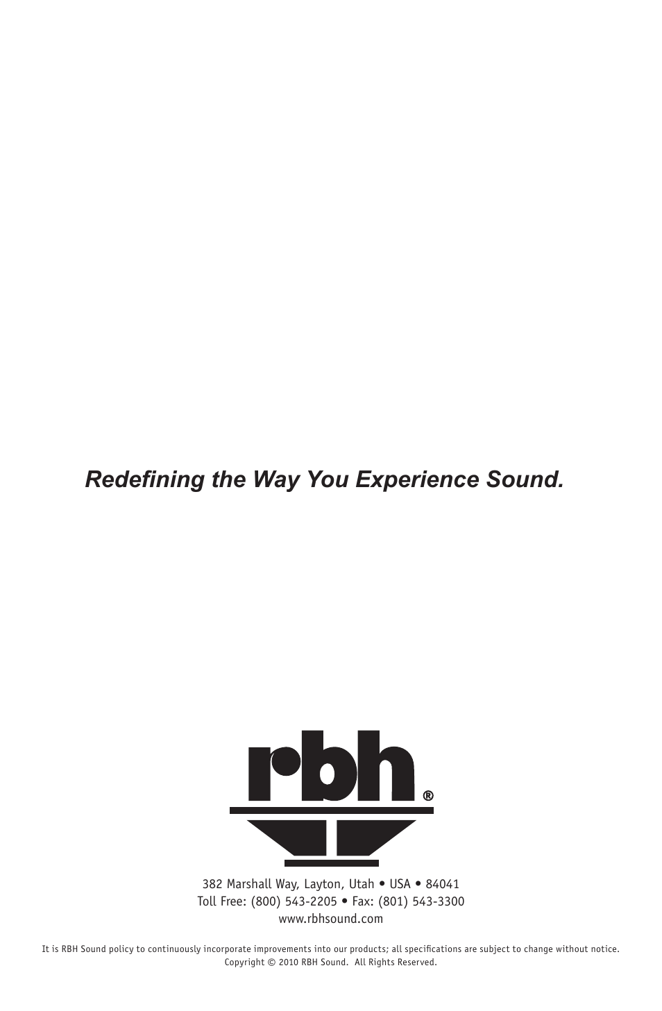 Redefining the way you experience sound | RBH Sound QM-615 User Manual | Page 12 / 12