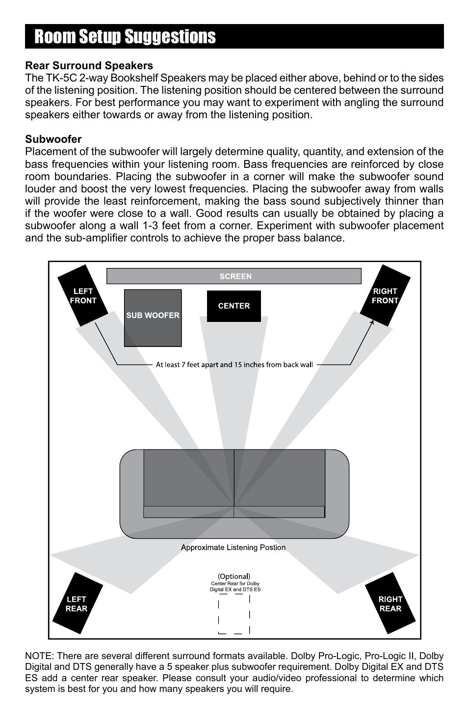 Room setup suggestions | RBH Sound TK Series User Manual | Page 5 / 8