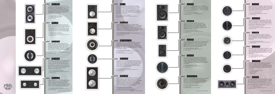 Model mc-6, Model mc-616, Model mc-414 | Model a-509, Model a-610, Model a-810, Model a-504d, Model a-506, Model mcs-88, Model mc-6db | RBH Sound MC-616 User Manual | Page 2 / 8