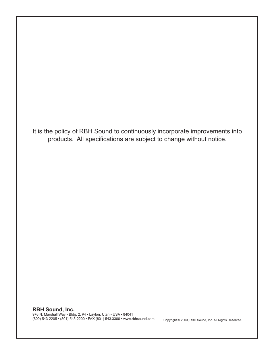 RBH Sound Signature User Manual | Page 11 / 12