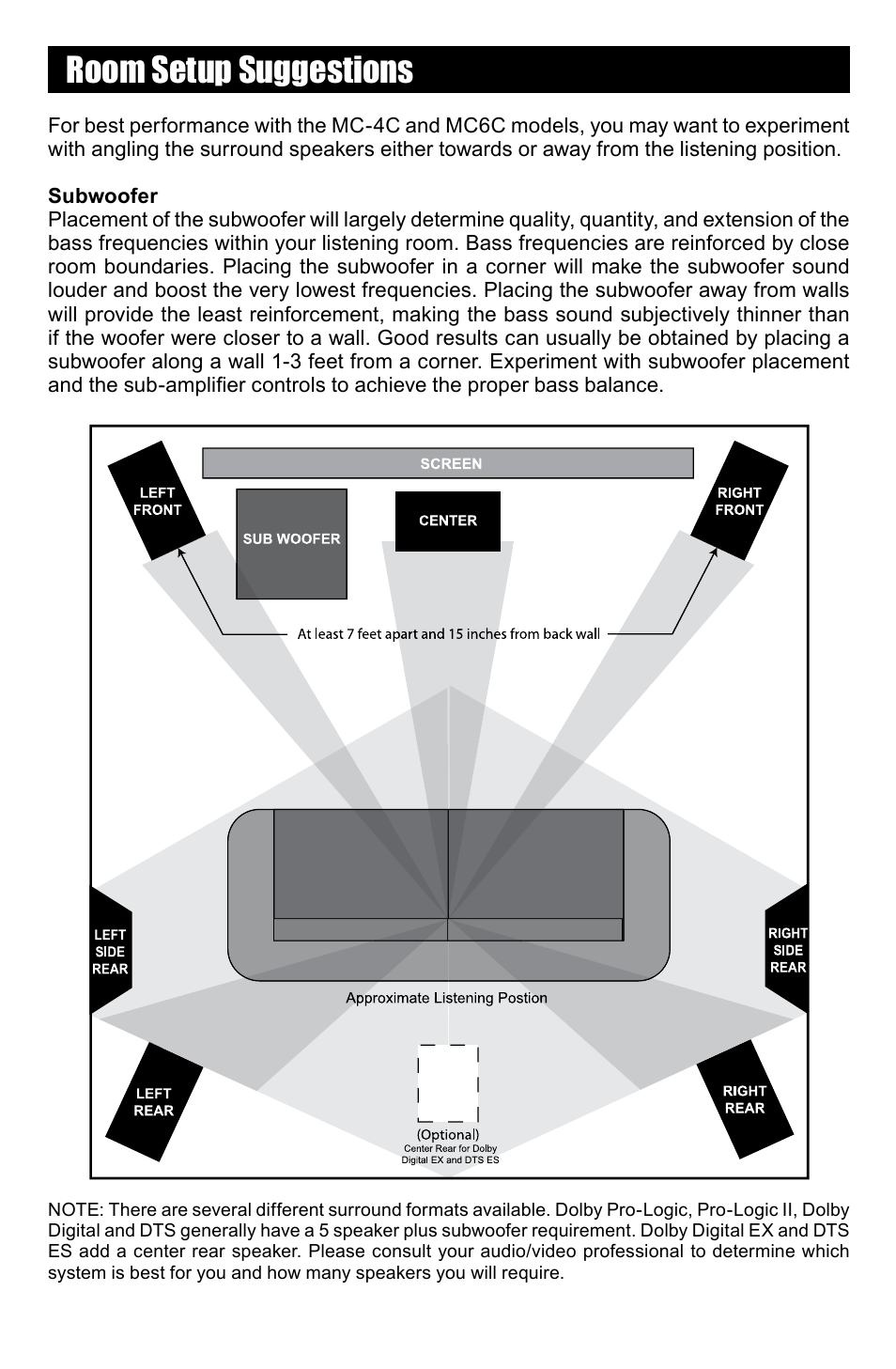 Room setup suggestions | RBH Sound MC SERIES User Manual | Page 5 / 8
