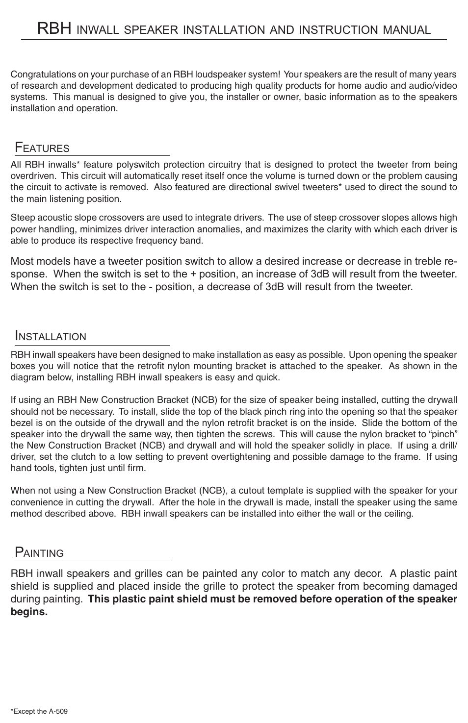 RBH Sound AC Series User Manual | 4 pages