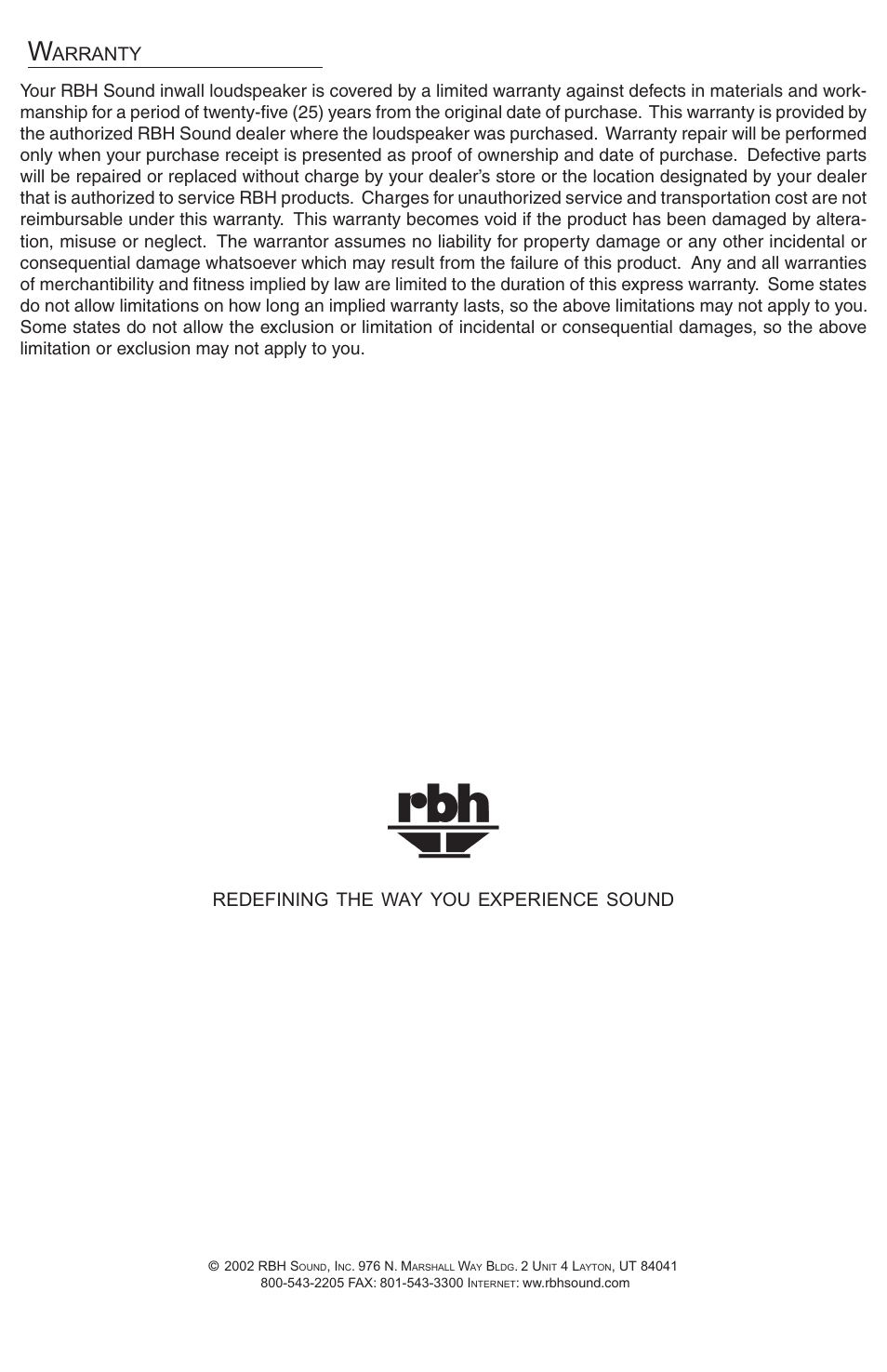 RBH Sound AC Series User Manual | Page 4 / 4