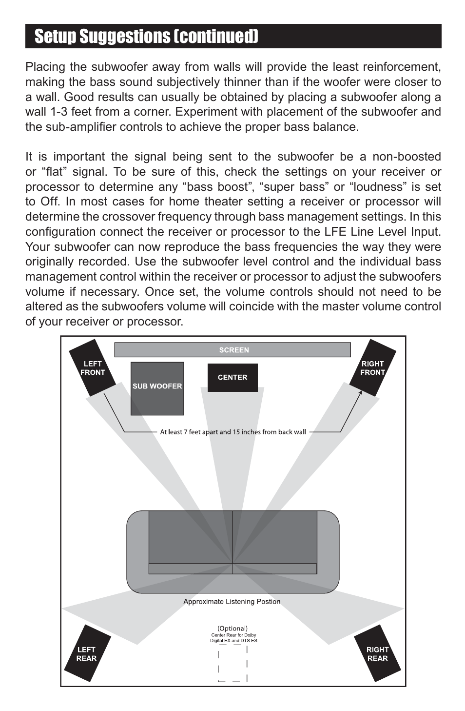 Setup suggestions (continued) | RBH Sound PC-10 SUBWOOFER User Manual | Page 4 / 8