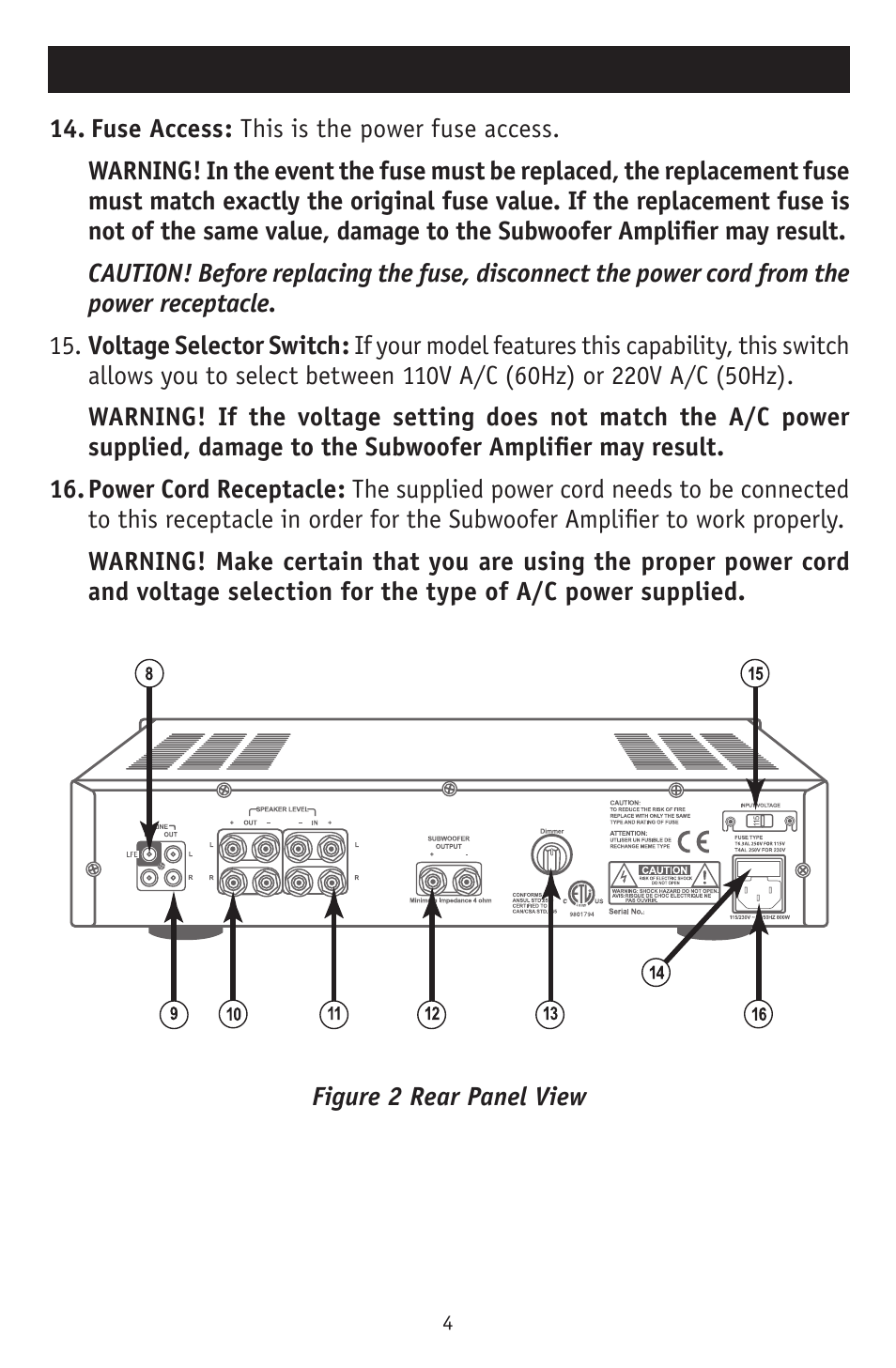 Rear panel (continued) | RBH Sound SA-200 User Manual | Page 5 / 12