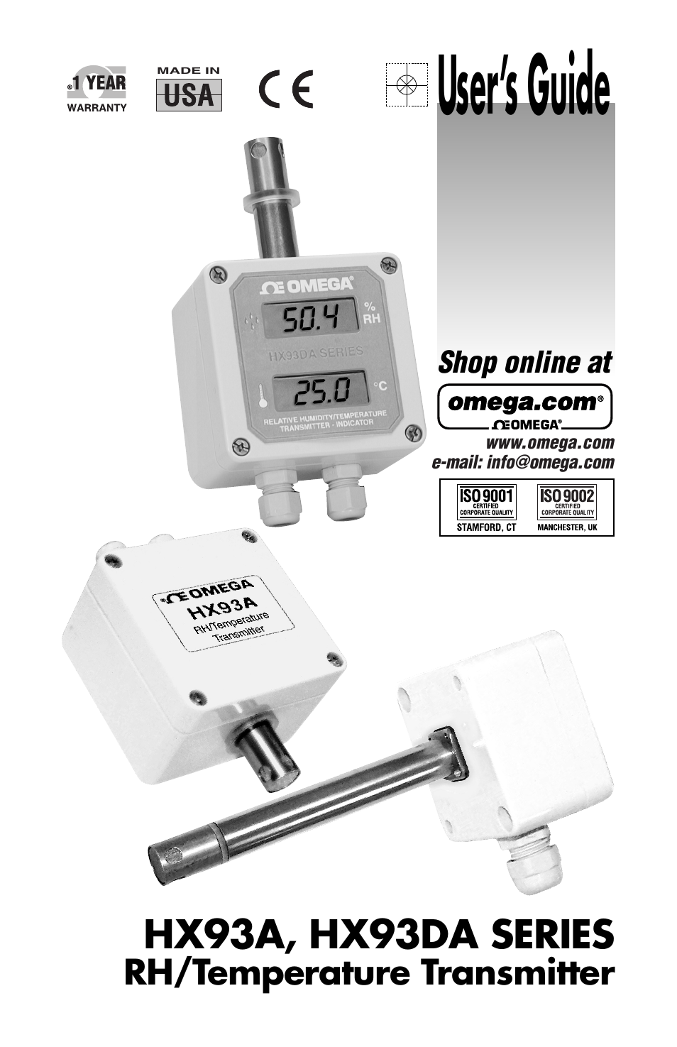 Omega Speaker Systems RH/Temperature Transmitter HX93A User Manual | 20 pages