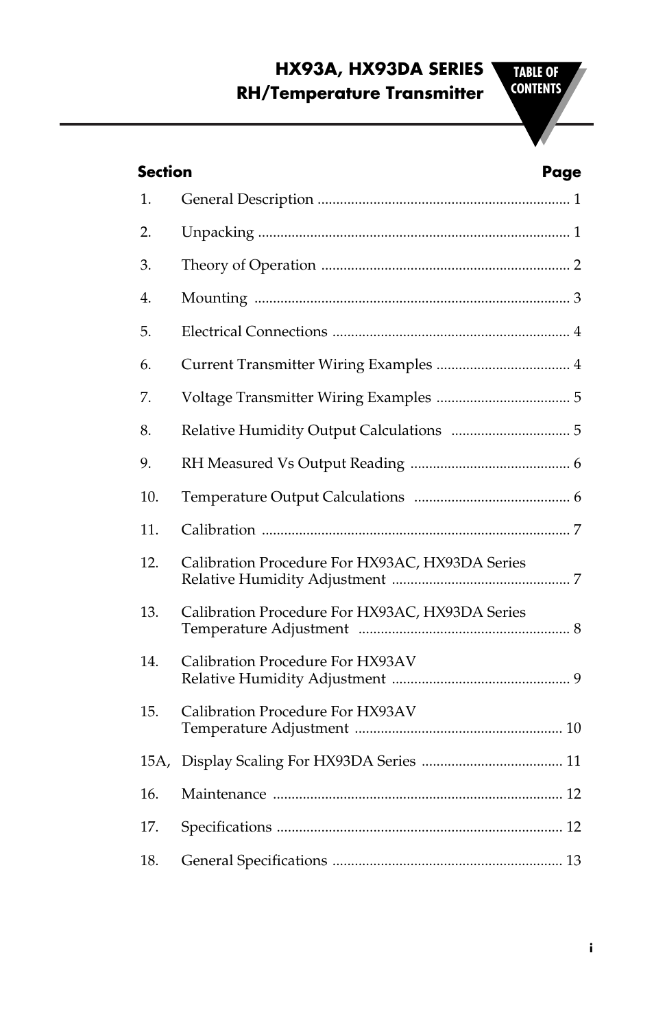 Omega Speaker Systems RH/Temperature Transmitter HX93A User Manual | Page 3 / 20