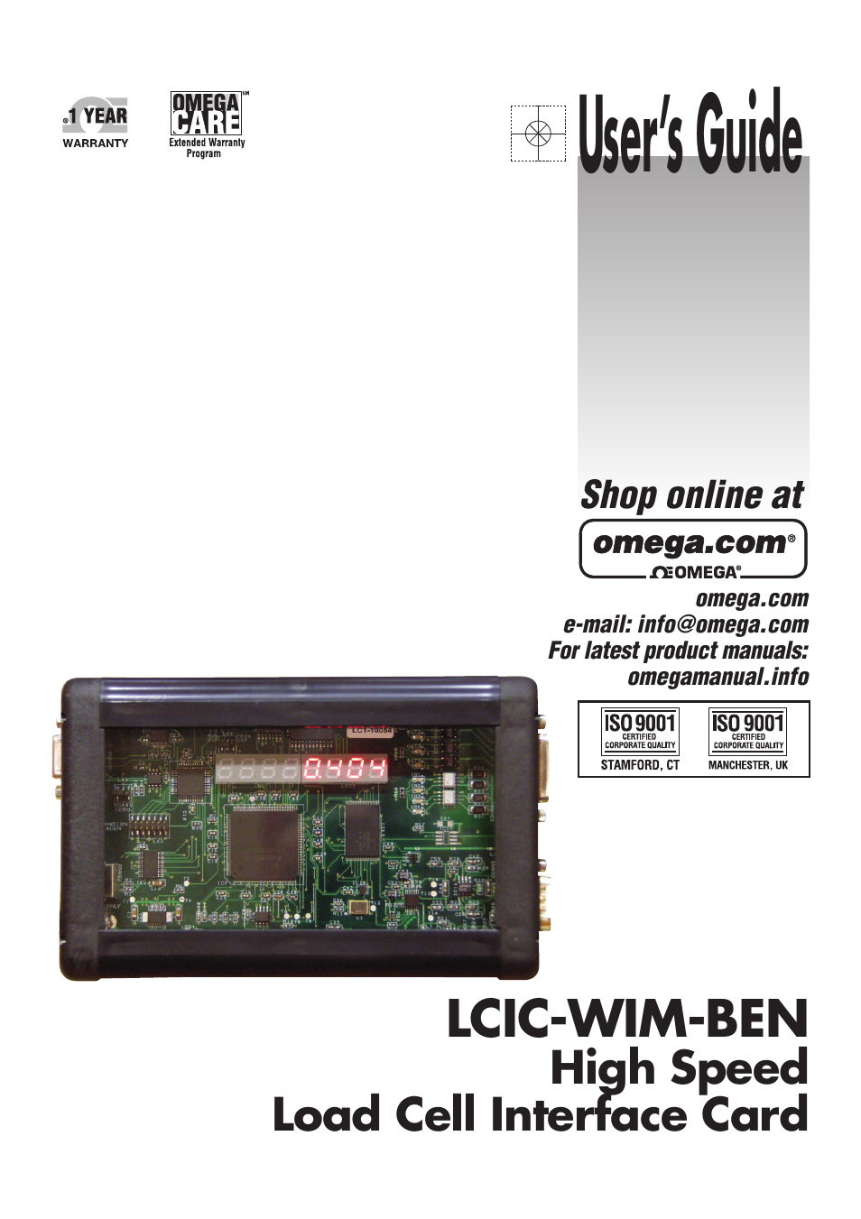 Omega Speaker Systems High Speed Load Cell Interface Card LCIC-WIM-BEN User Manual | 86 pages