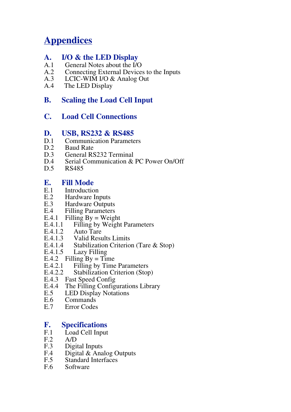 Appendices | Omega Speaker Systems High Speed Load Cell Interface Card LCIC-WIM-BEN User Manual | Page 5 / 86