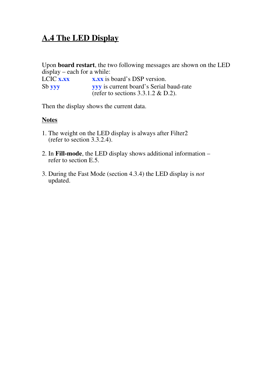 A.4 the led display | Omega Speaker Systems High Speed Load Cell Interface Card LCIC-WIM-BEN User Manual | Page 53 / 86