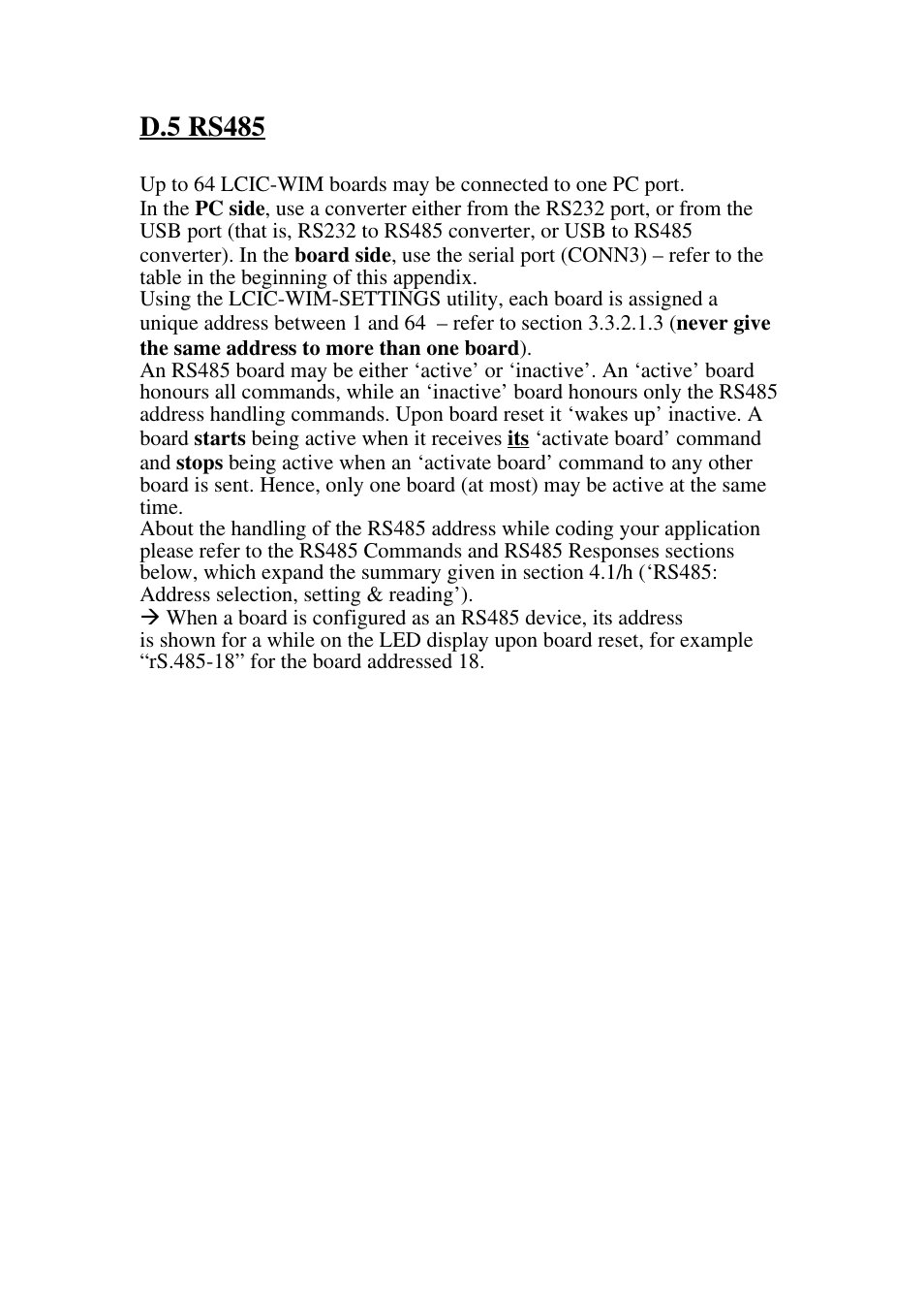 D.5 rs485 | Omega Speaker Systems High Speed Load Cell Interface Card LCIC-WIM-BEN User Manual | Page 58 / 86