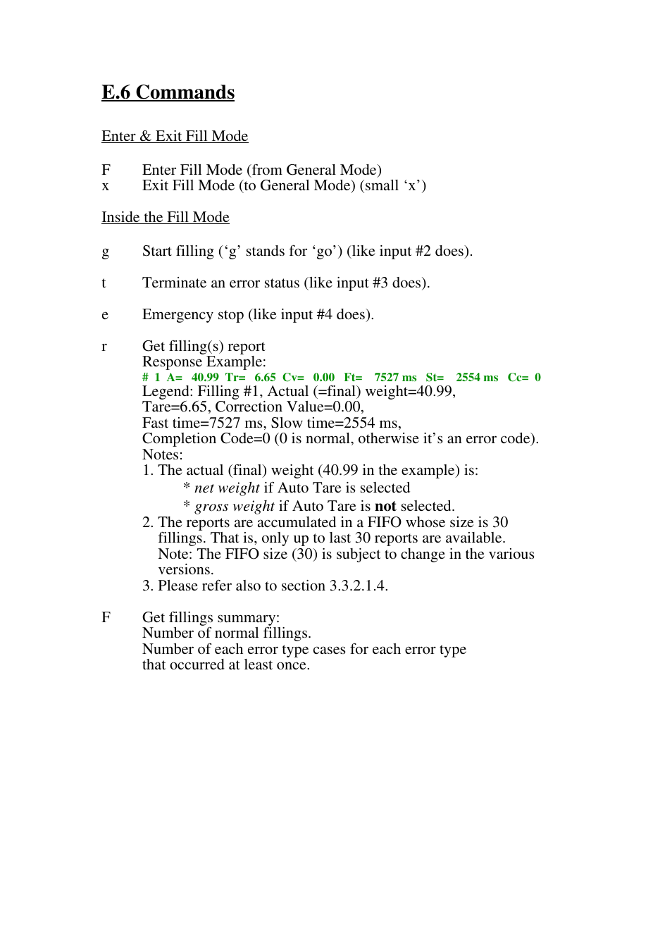 E.6 commands | Omega Speaker Systems High Speed Load Cell Interface Card LCIC-WIM-BEN User Manual | Page 78 / 86