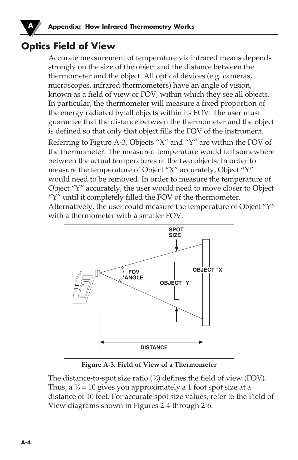 Optics field of view, The distance-to-spot size ratio, Defines the field of view (fov). thus, a | Omega Speaker Systems OS530LE User Manual | Page 71 / 82