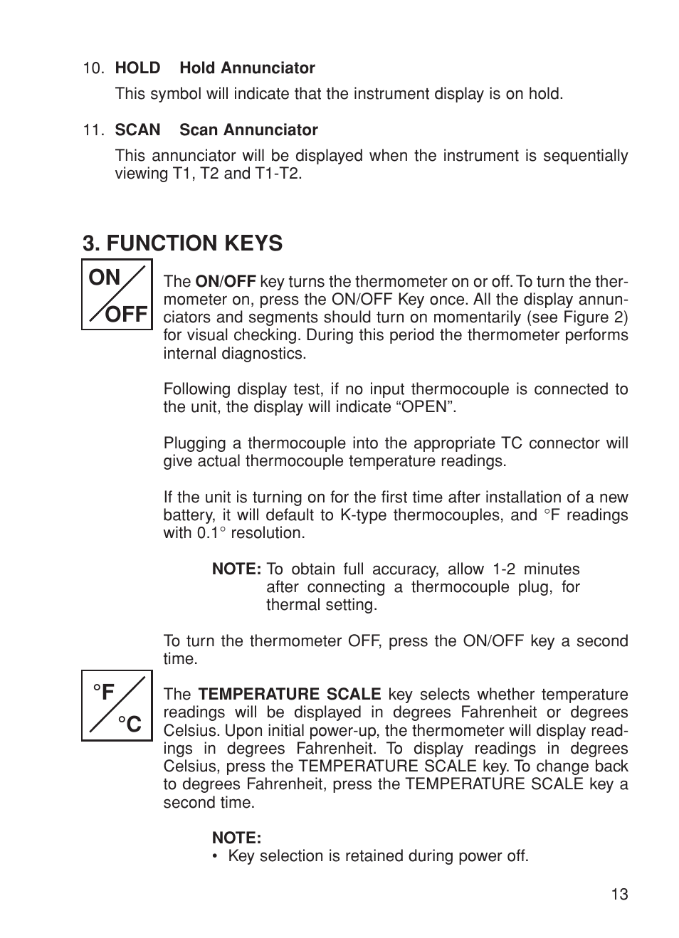 Function keys, F °c on off | Omega Speaker Systems HH-23A User Manual | Page 15 / 28