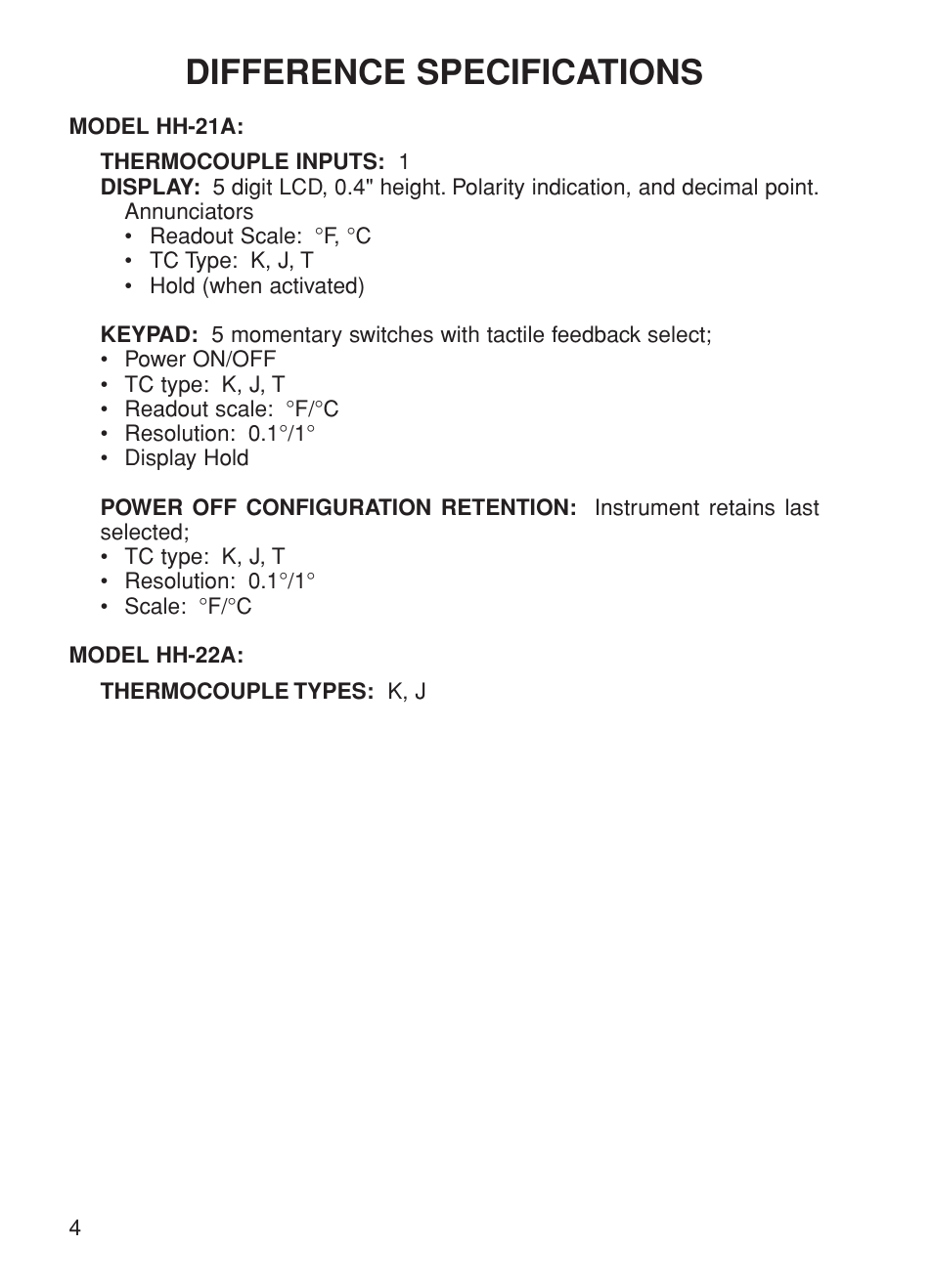 Difference specifications | Omega Speaker Systems HH-23A User Manual | Page 6 / 28