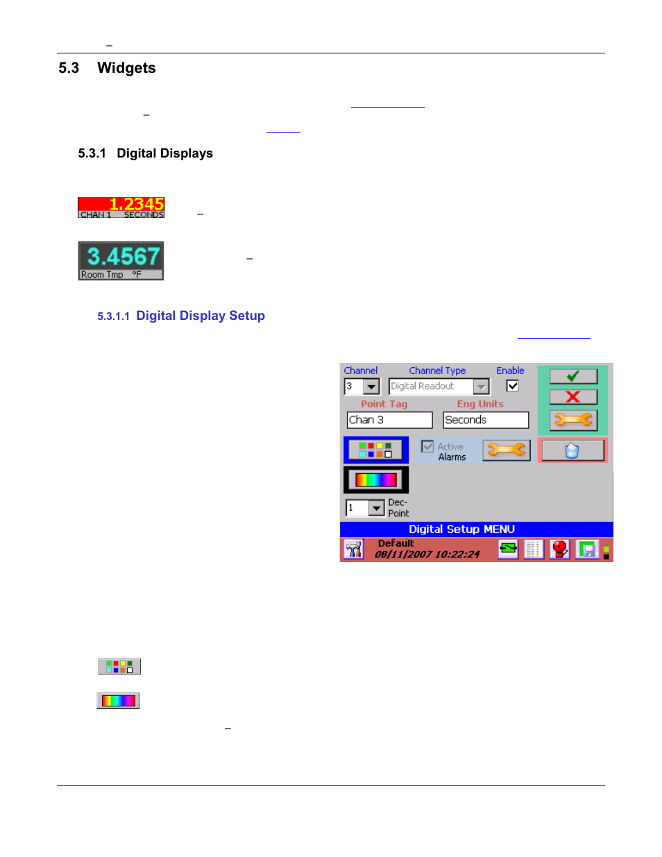 Displaying min, max or average values, Display of max, min, 3 widgets | Omega Speaker Systems Rercorder RD8300 User Manual | Page 61 / 114