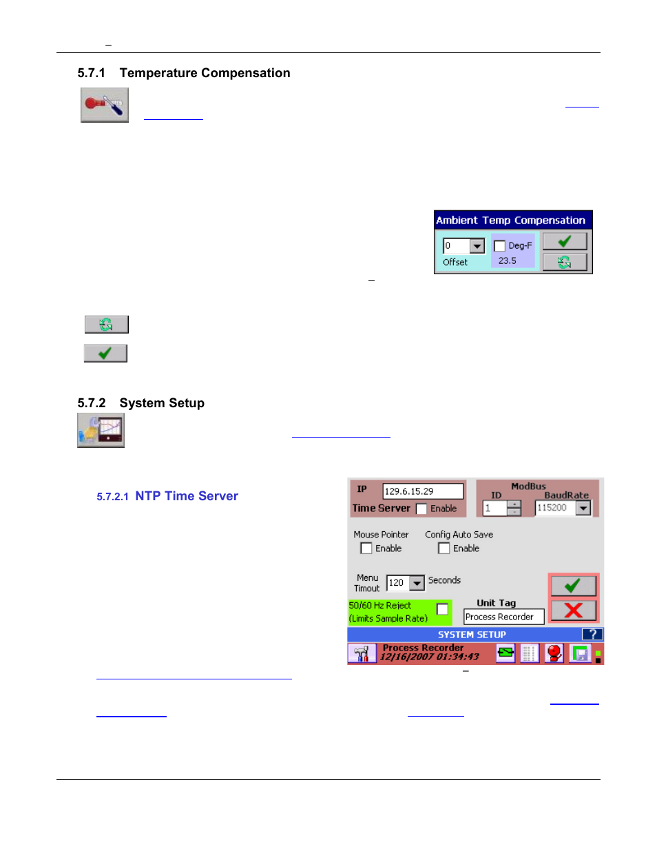 Modbus settings, Mouse pointer enable, Config auto save | Menu timeout, 50/60 hz filter, Unit tag, Date/time setting, The time, Details here | Omega Speaker Systems Rercorder RD8300 User Manual | Page 81 / 114