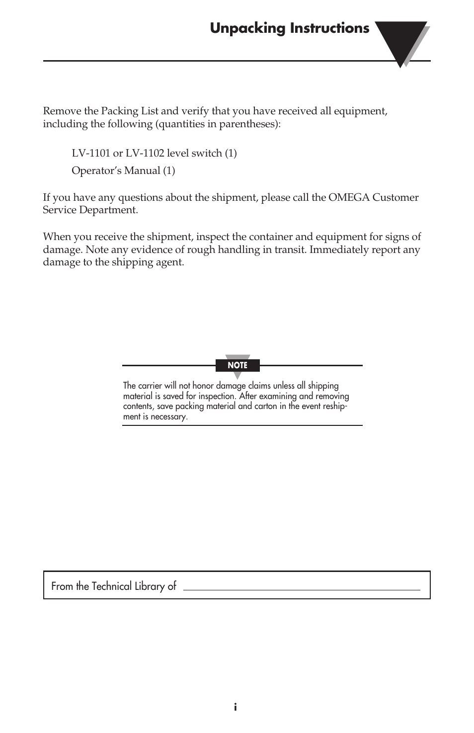 Unpacking instructions | Omega Speaker Systems LV-1102 User Manual | Page 4 / 12