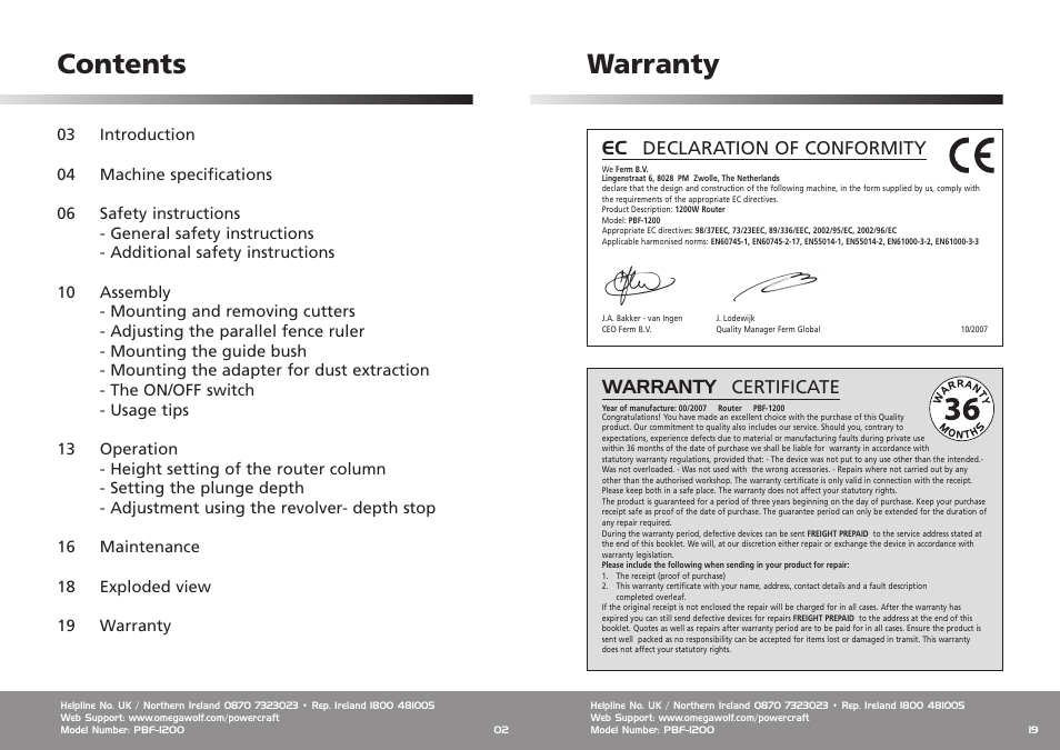 Omega Speaker Systems Power Craft 1200W Router User Manual | Page 2 / 10