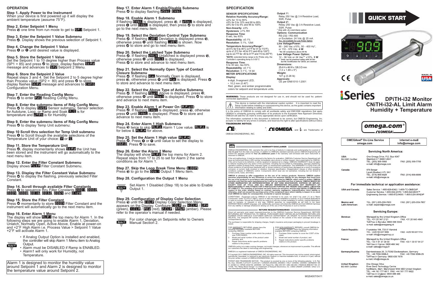 Omega Speaker Systems DPiTH-i32 User Manual | 2 pages