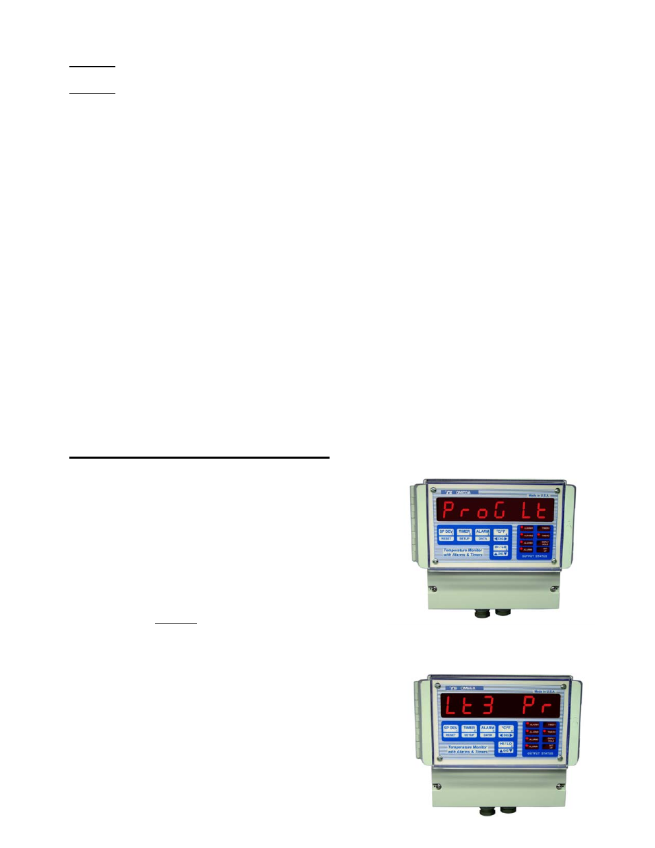 Hermocouple type, Election, Program limits’ mode | Rocess, Imits, Thru, Election of, Imit, Rocess or, Thermocouple type selection | Omega Speaker Systems DPS3301 User Manual | Page 12 / 26