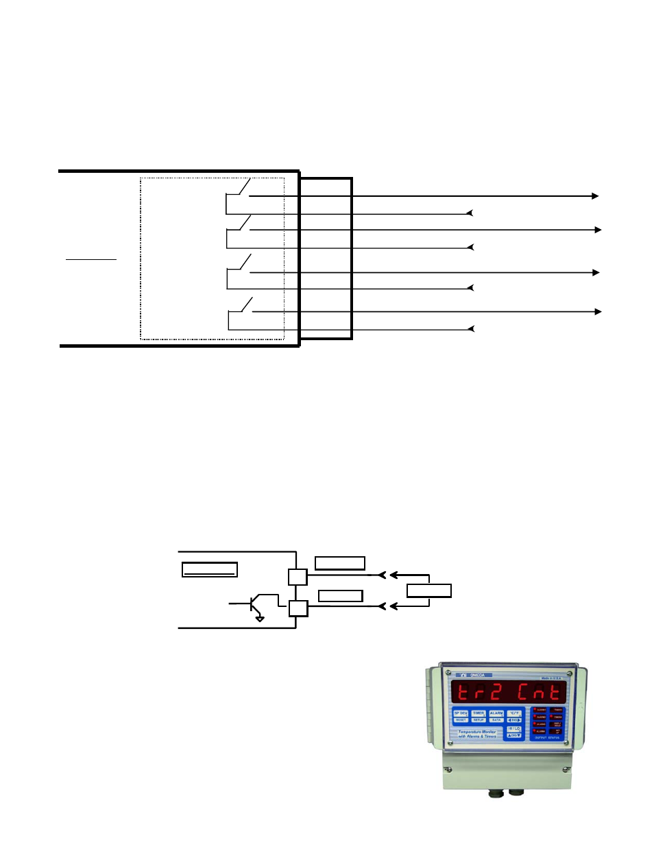 Figure 2. electro-mechanical relays hookup example, Ollector, Ption | Figure 3. open collector hookup example, Timers, Open collector option, Switched, Limit | Omega Speaker Systems DPS3301 User Manual | Page 17 / 26