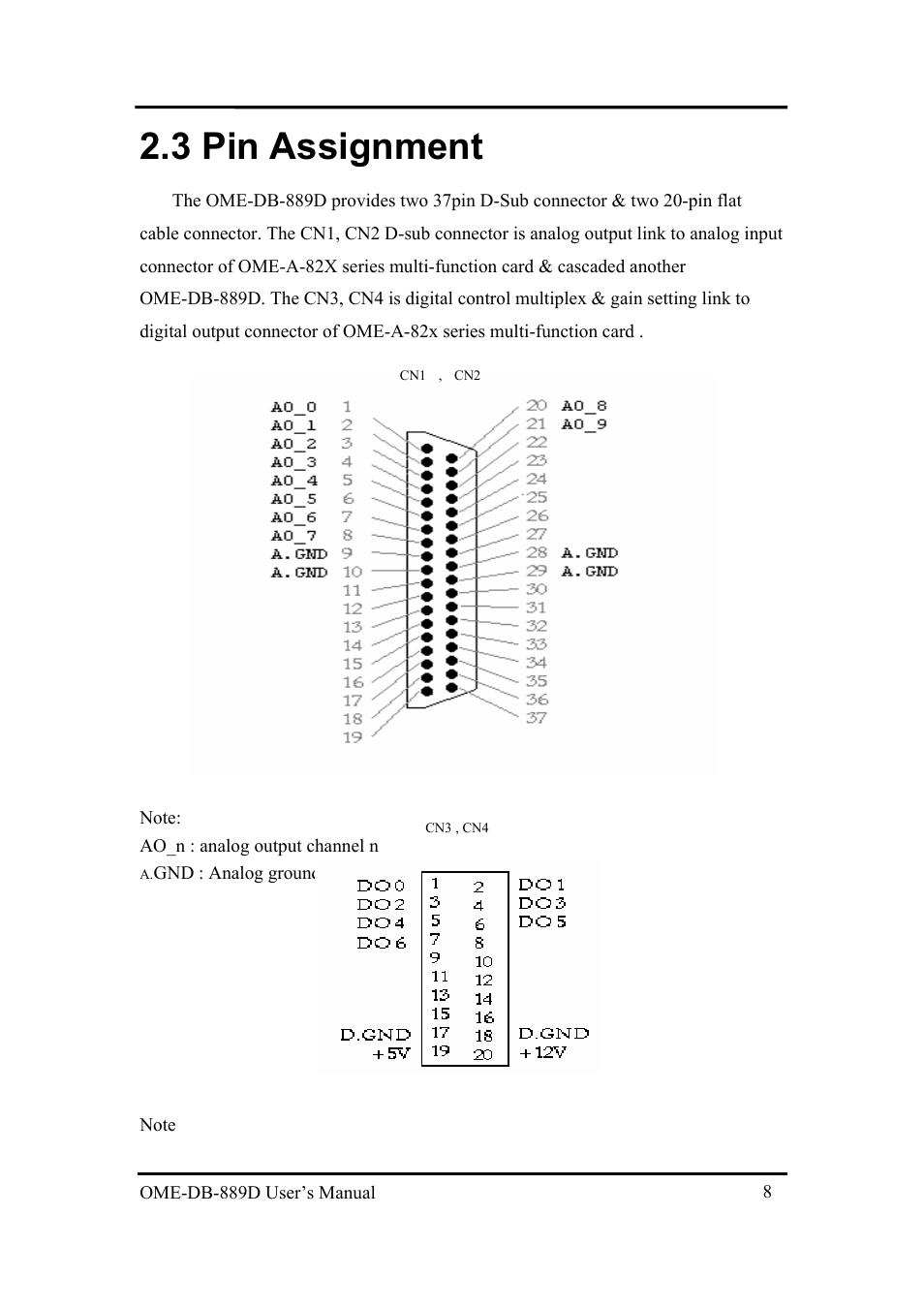 3 pin assignment, Ssignment | Omega Speaker Systems OME-DB-889D User Manual | Page 10 / 27