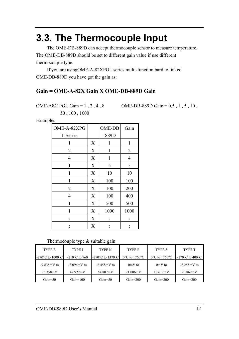 The thermocouple input, Hermocouple, Nput | Omega Speaker Systems OME-DB-889D User Manual | Page 14 / 27