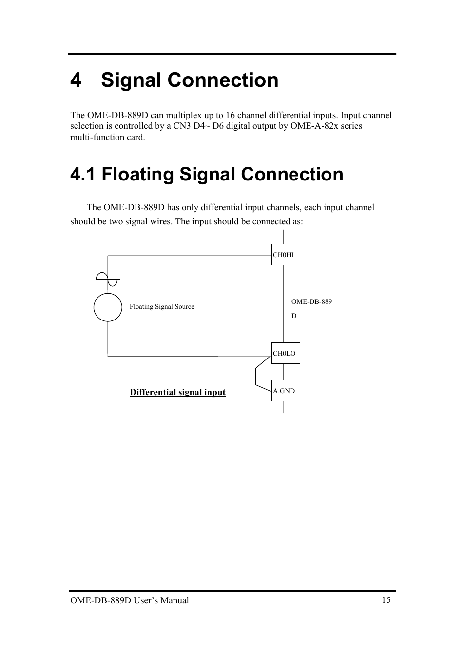 4 signal connection, 1 floating signal connection, Loating | Ignal, Onnection | Omega Speaker Systems OME-DB-889D User Manual | Page 17 / 27