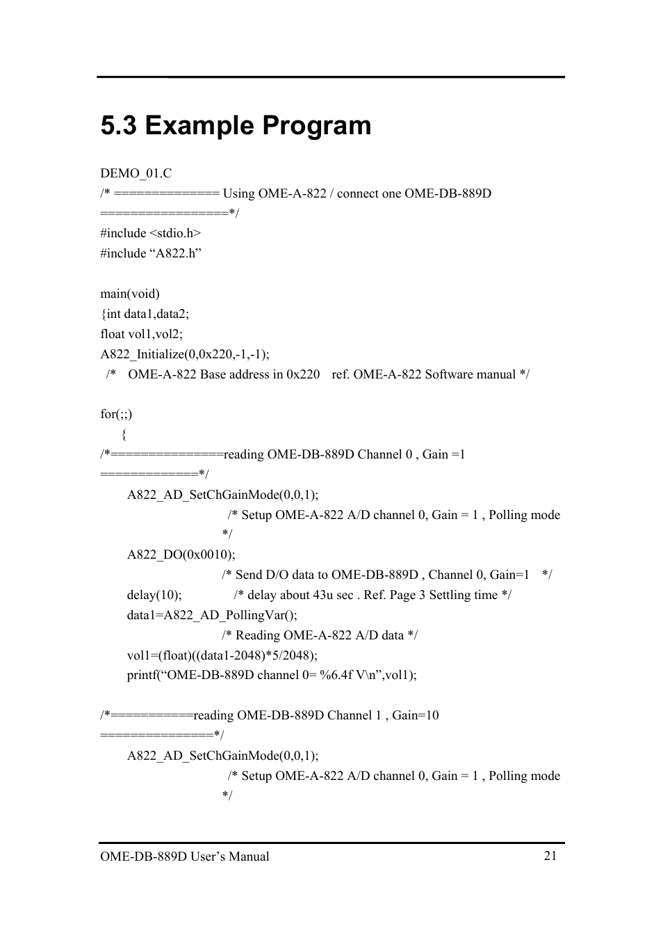 3 example program, Xample, Rogram | Omega Speaker Systems OME-DB-889D User Manual | Page 23 / 27
