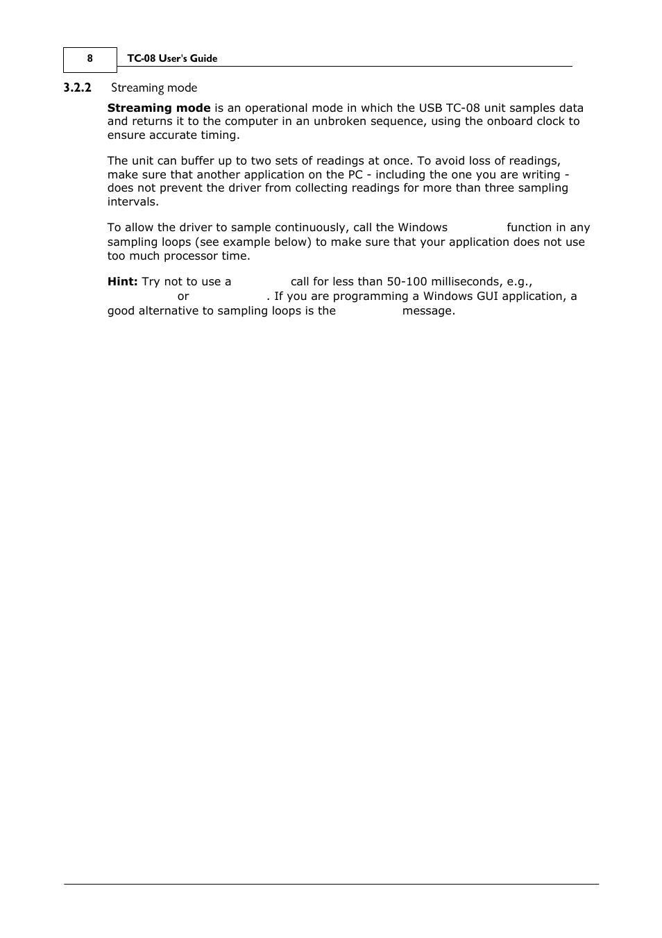 Streaming mode, 2 streaming mode | Omega Speaker Systems 8 Channel Thermocouple USB Data Acquisition Module TC-08 User Manual | Page 12 / 54