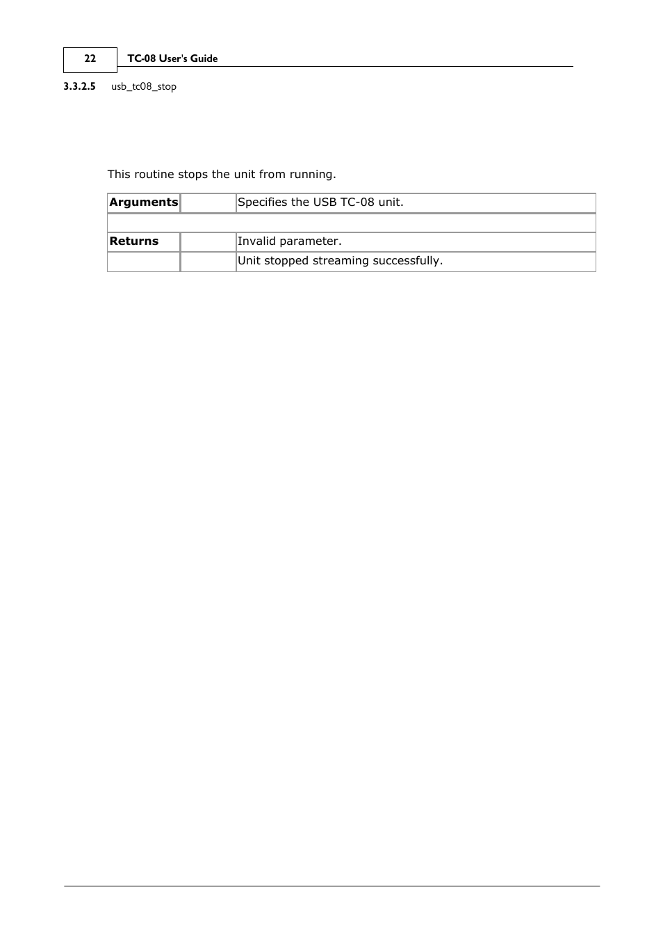 Usb_tc08_stop, Handle) | Omega Speaker Systems 8 Channel Thermocouple USB Data Acquisition Module TC-08 User Manual | Page 26 / 54